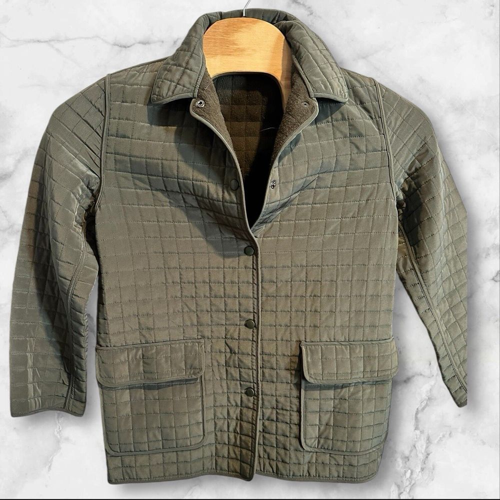 HILARY RADLEY‎ QUILTED GREEN JACKET SIZE SMALL 100% POLYESTER SNAP BUTTONS
